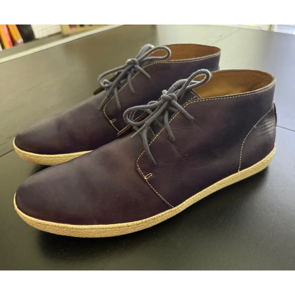 Cole Haan Men's Leather Chukka Boot Size 12M Purple Vibram Cupsole Lace-Up